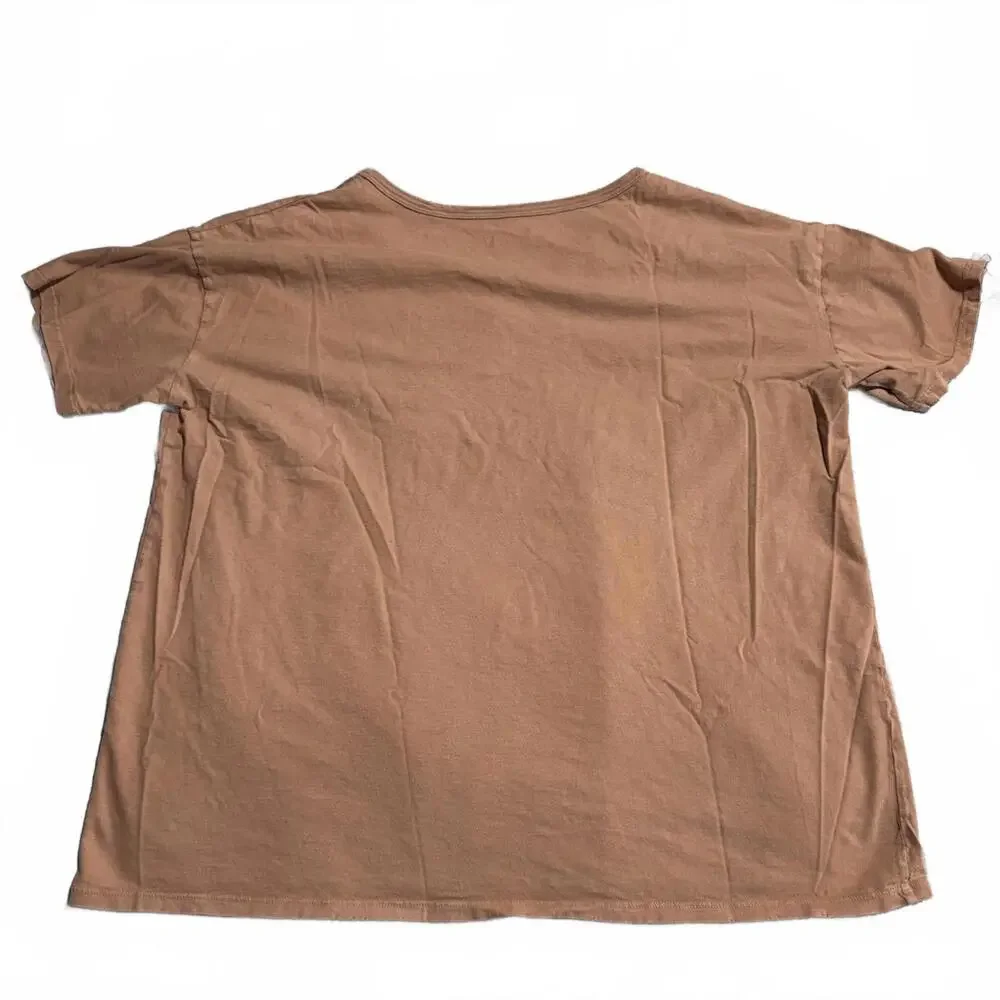 Aerie Brown Camel V-Neck Oversized Short Sleeve T-Shirt, Large - Picture 4 of 4